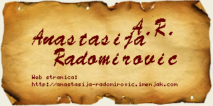 Anastasija Radomirović vizit kartica